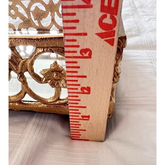 Footed Mirror Tray LG Gold Vanity Filigree Scroll Floral 14" x 9" x 3.5" LUXURY - Picture 10 of 15